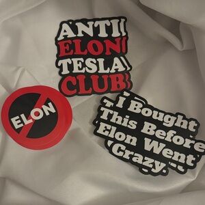 Anti Elon Tesla Club Stickers